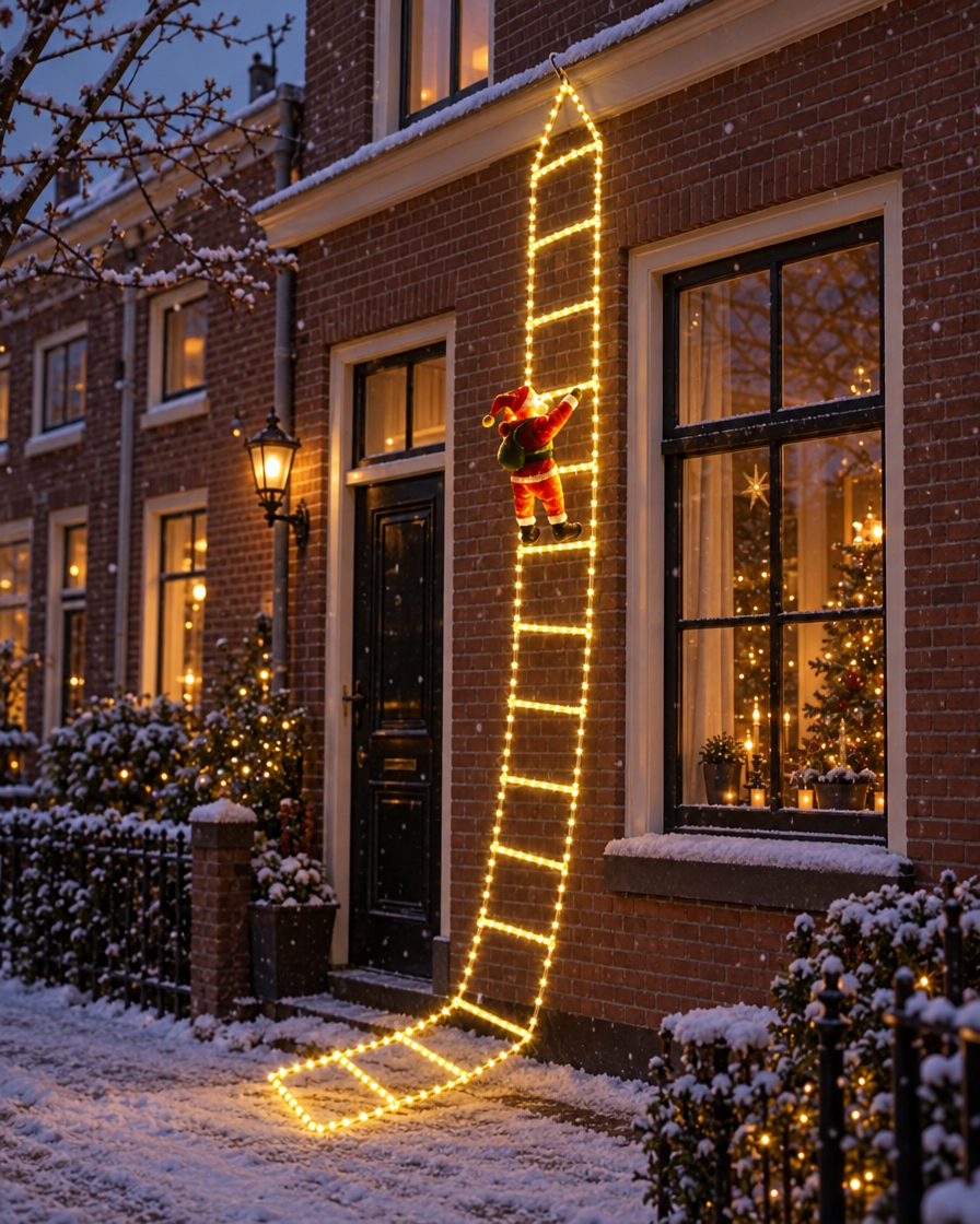 Kerstman-ladder Lichtslinger — afbeelding 2
